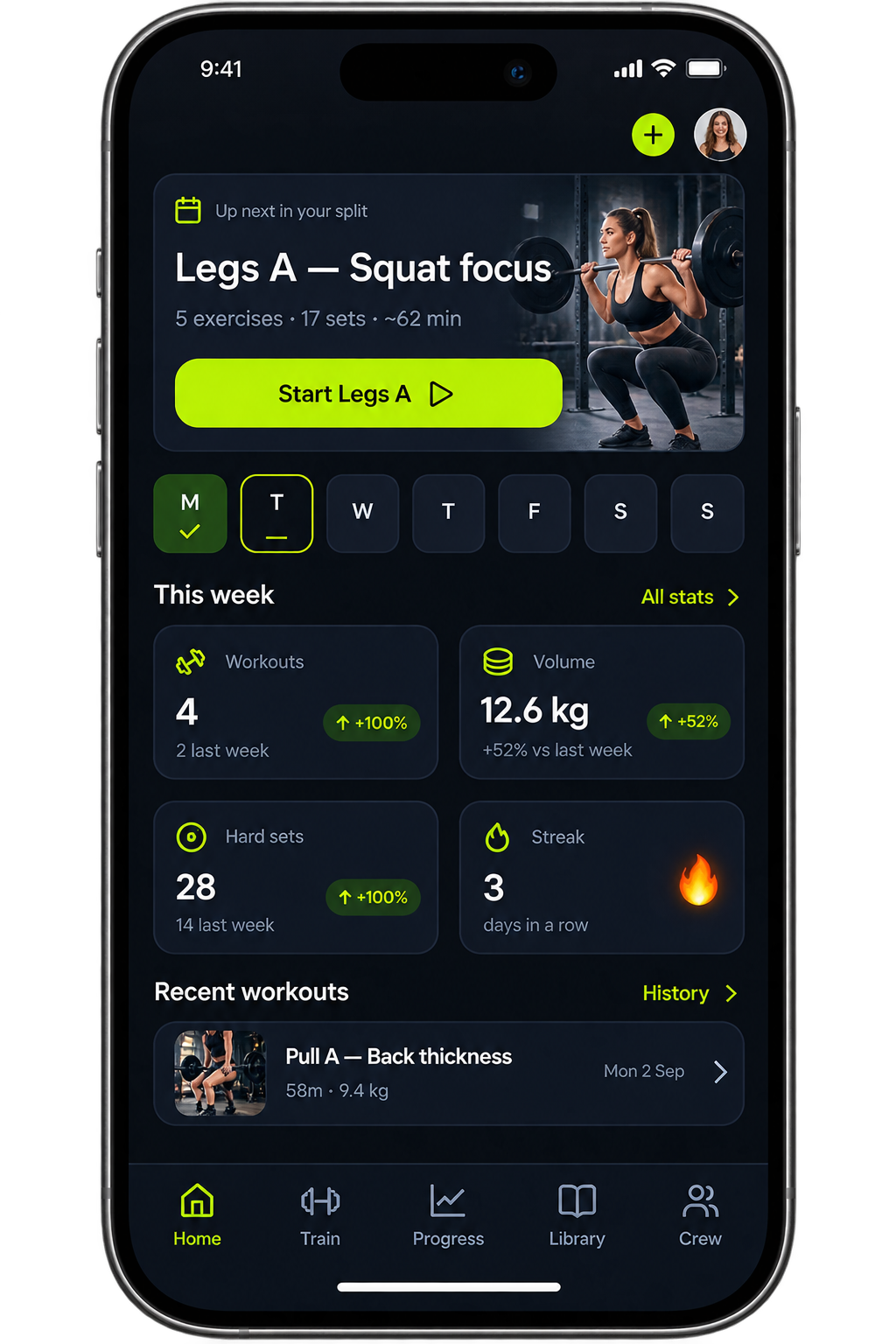 LiftLogs home screen on mobile